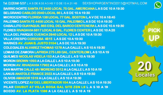 Sexshop Argentino 20 sucursales en Capital Federal y Gran Buenos Aires